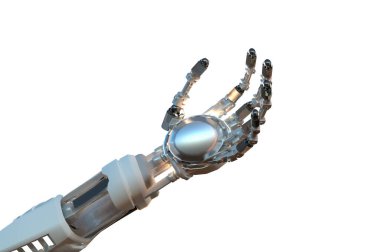 Robotik Kol yakın plan beyaz arkaplan 3d resimleme izole