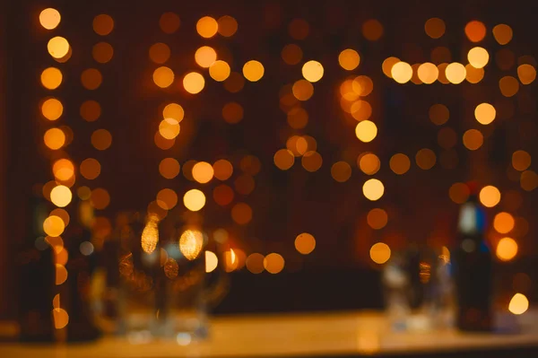 Rozmazané Vánoční Osvětlení Vnitřní Restauraci Kavárně — Stock fotografie