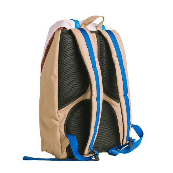 Photo Back View Light Brown Backpack White Background — Stock Photo, Image