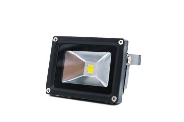 LED tekno kavramı. Beyaz izole arka planda LED Flood ışık 