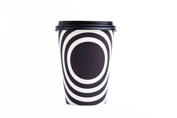 Чашка Вынос Кружками Кофе Чай Черно Белые Цвета Изолированном Фоне — стоковое фото