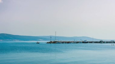 Tekne park, boşalan zaman ile bir horizont Fotoğraf