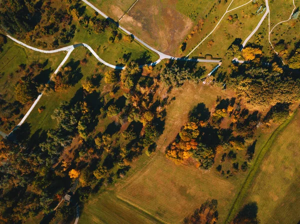 秋の畑の上からの眺め。ドローン写真 — ストック写真