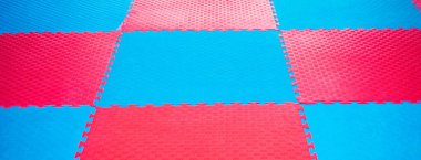 Dövüş sanatları için mavi ve kırmızı tatami sporunun arka planı