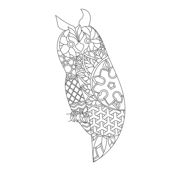 Baykuş zentangle tarzı desenli — Stok Vektör