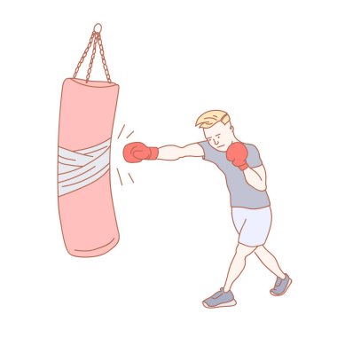 Bir adam eğitim boks jimnastik salonu