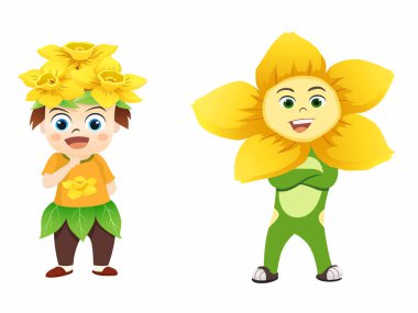 Daffodil flower character design so cute. clipart