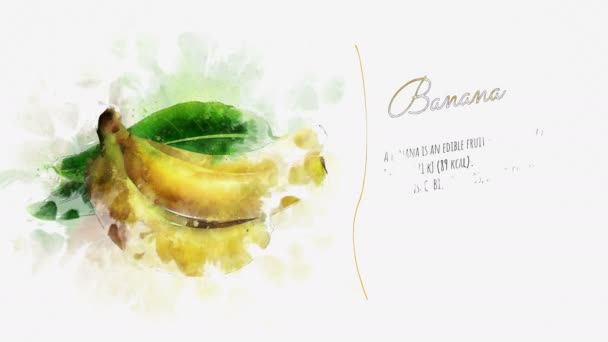 Ένα υπέροχα ζωντανεψοντα κάρτα με πληροφορίες σχετικά με την μπανάνα — Αρχείο Βίντεο