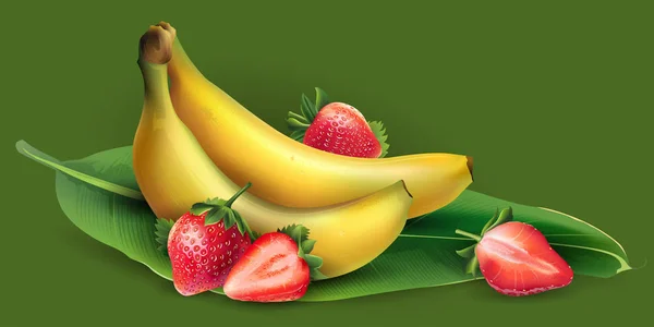 Banana e morango —  Vetores de Stock