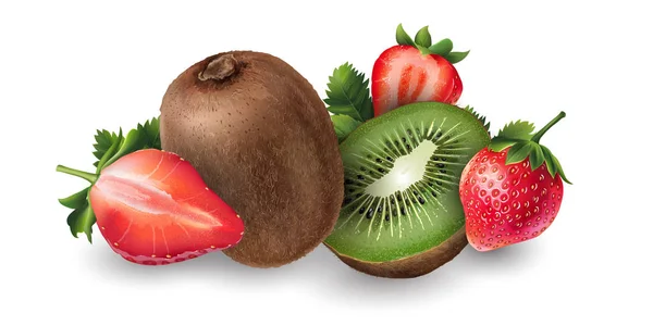 Fragole e kiwi — Vettoriale Stock