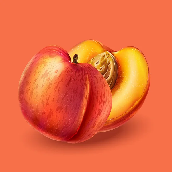 Pfirsich auf rosa Hintergrund — Stockvektor
