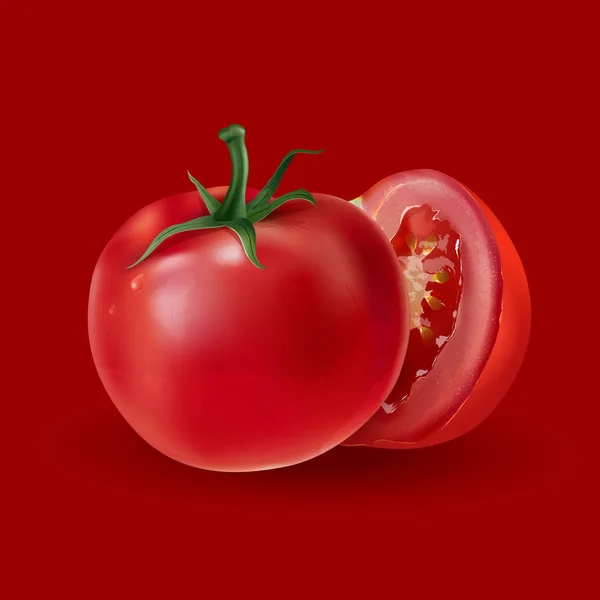 Tomates em um fundo vermelho —  Vetores de Stock