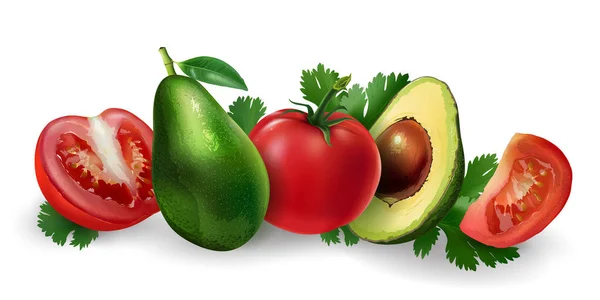 Avocado e pomodoro — Vettoriale Stock