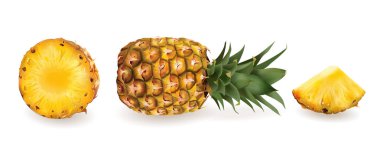 Beyaz arkaplanda ananas