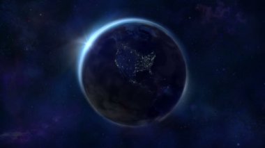 Gece Earth gezegen yüzeyine ışıkları ile.