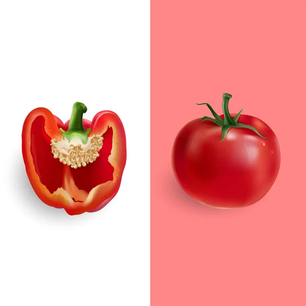 Red pepper and tomato illustration — Stock Photo, Image