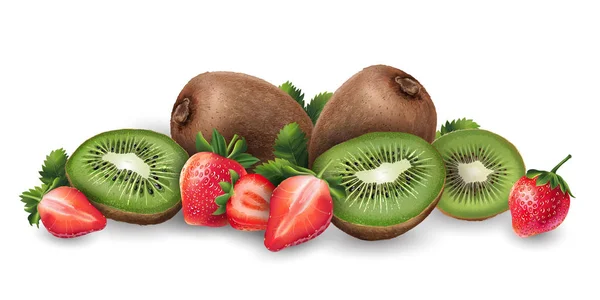 Truskawka i kiwi — Zdjęcie stockowe