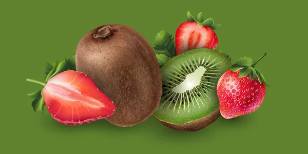 Erdbeere und Kiwi — Stockfoto