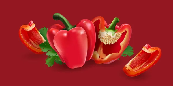 Red pepper on red background — Stock Photo, Image