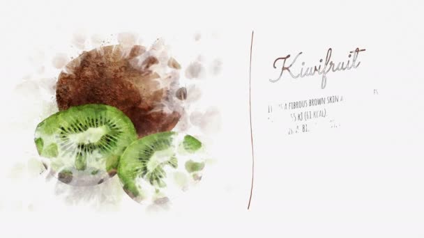 Tarjeta Kiwi con ingredientes y elementos útiles — Vídeos de Stock