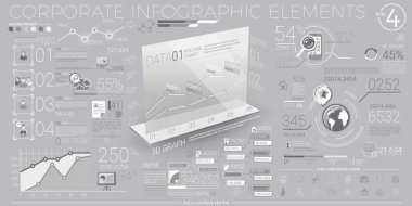 Kurumsal Infographic öğeleri gri ve beyaz