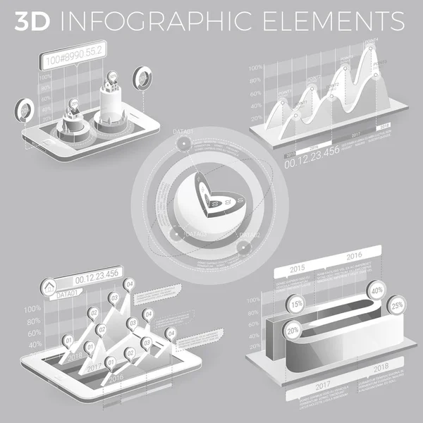 Éléments d'infographie d'entreprise en gris et blanc — Image vectorielle