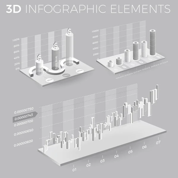 Éléments d'infographie d'entreprise en gris et blanc — Image vectorielle