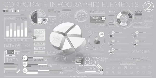 Elementos infográficos corporativos em cinza e branco — Vetor de Stock