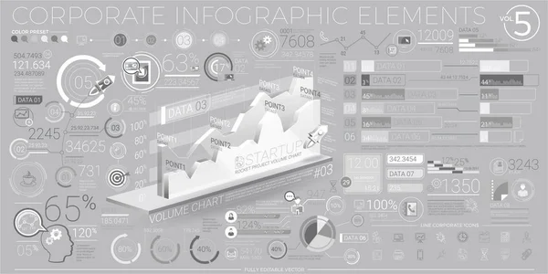 Firemní infografika prvky v šedé a bílé — Stockový vektor