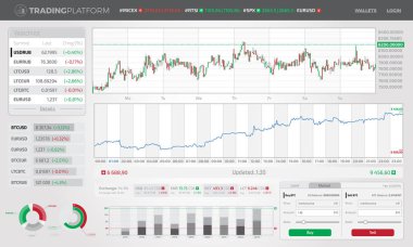 Borsa ticareti ile ilgili bilgi elemanlarının bir koleksiyonu. UI tasarımı yapabilir ya da projeleriniz için çabucak bir dekoratif tasarım yaratabilirsiniz..