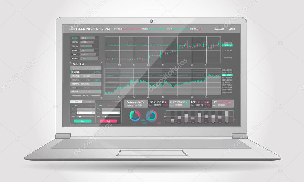 Trading Platform Interface With Infographic Elements