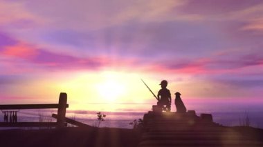 Bir çocuk ve bir köpeğin üstüne deniz balıkçılığı