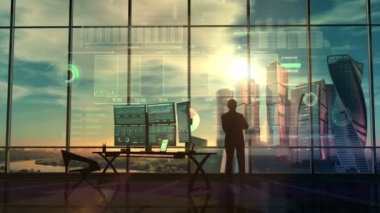 Başarılı bir tüccar ve infographics Artırılmış gerçeklik