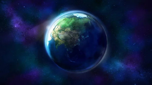 Realistická země z vesmíru zobrazující Asii, Austrálii a Oceánii. — Stock fotografie