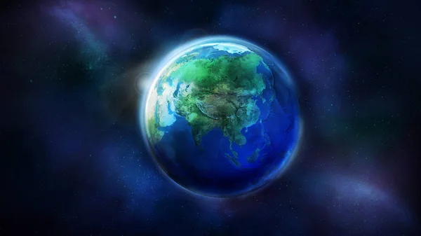 Dzień połowa ziemi z kosmosu pokazując Azji. — Zdjęcie stockowe
