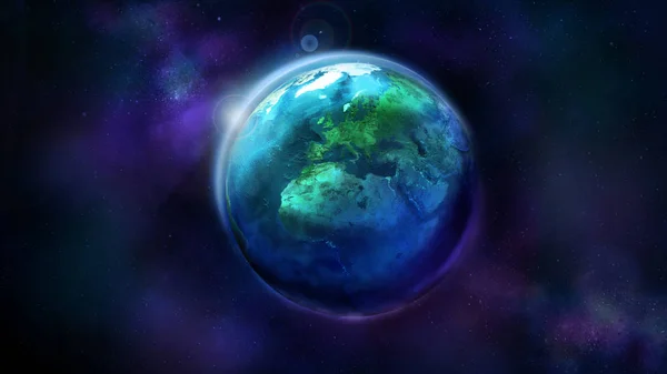 Realistyczna Ziemia z kosmosu pokazująca Afrykę, Europę i Azję. — Zdjęcie stockowe