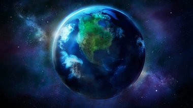 Kuzey ve Güney Amerika'yı gösteren uzaydan gerçekçi Dünya