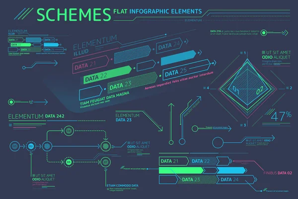 Esquemas Planos de elementos infográficos — Vetor de Stock