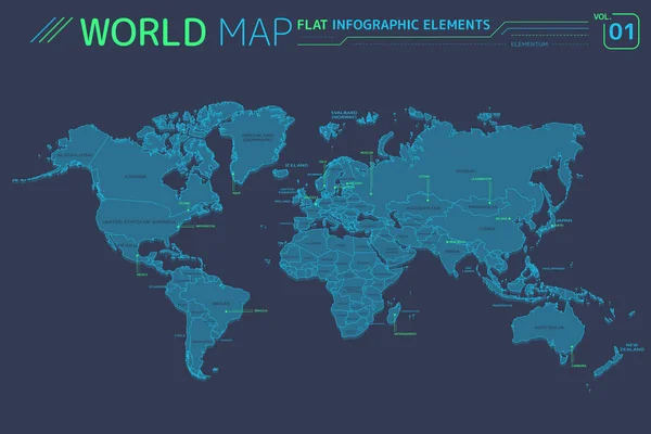 América del Norte y del Sur, Asia, África, Europa, Australia y Oceanía Vector Maps — Vector de stock