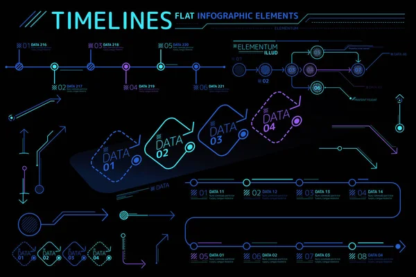 Колекція плоских інфографічних елементів Timelines — стоковий вектор