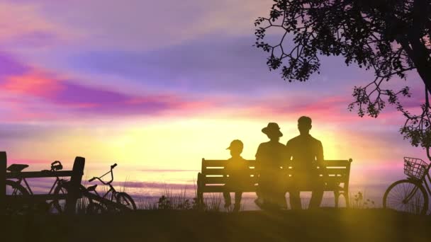 A couple during a bike ride rests facing the ocean — Stock Video