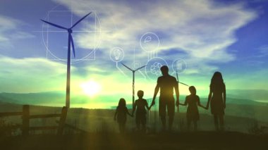 Rüzgar enerjisi santrallerinin arka planı ve geleceğin enerjisi üzerine aile