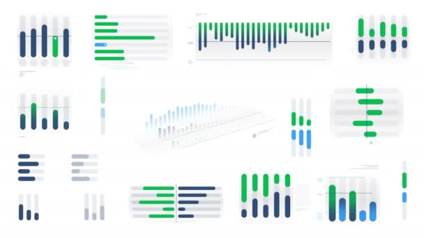 Diagramas de infografías animadas sobre fondo blanco — Vídeos de Stock