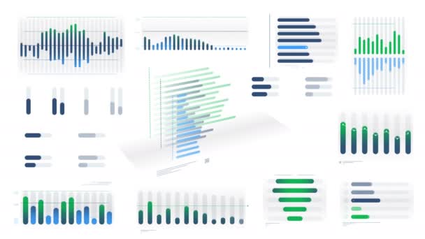 Schemi infografici blu-verdi sullo sfondo bianco — Video Stock