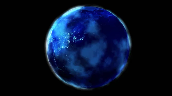 De nacht helft van de aarde uit de ruimte die Azië, Oceanië en Australië toont. — Stockfoto