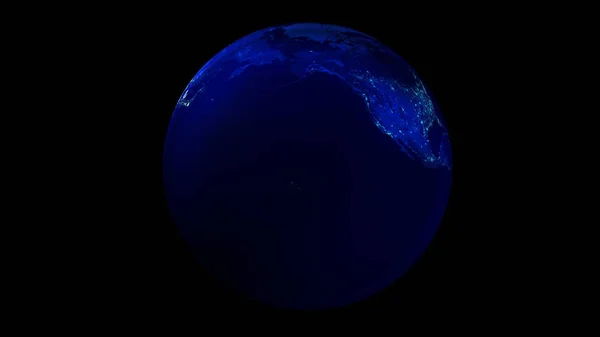 Jumătatea de noapte a Pământului din spațiu arată America de Nord și Asia . — Fotografie, imagine de stoc