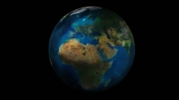 Jumătate din zi a Pământului din spațiu arată Africa, Europa și Asia . — Fotografie, imagine de stoc