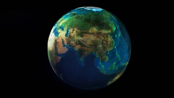 Dzień połowa ziemi z kosmosu ukazująca Afrykę, Azję i Oceanię. — Zdjęcie stockowe