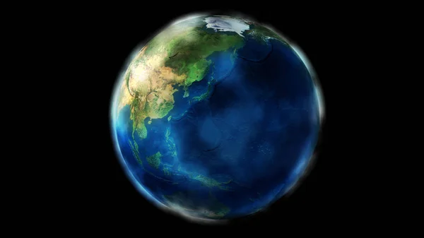 Dzień połowa ziemi z kosmosu pokazując Azji, Oceanii i Australii. — Zdjęcie stockowe