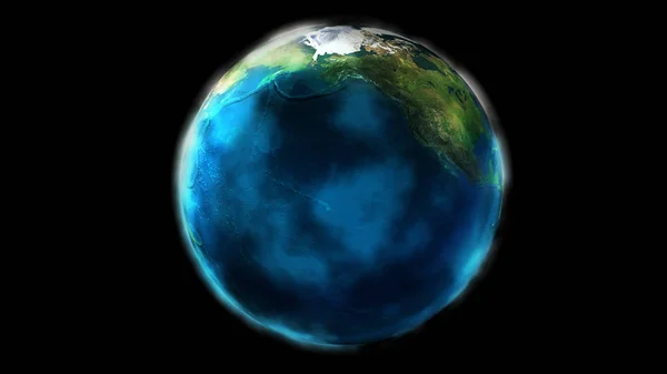 Dzień połowa ziemi z kosmosu pokazująca Amerykę Północną i Azję. — Zdjęcie stockowe